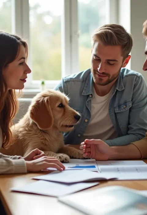 family considering key responsibilities before purchasing a new dog