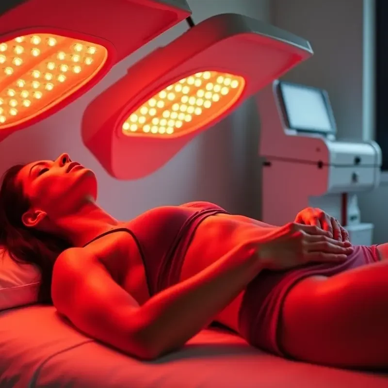 person doing red light therapy for fat reduction