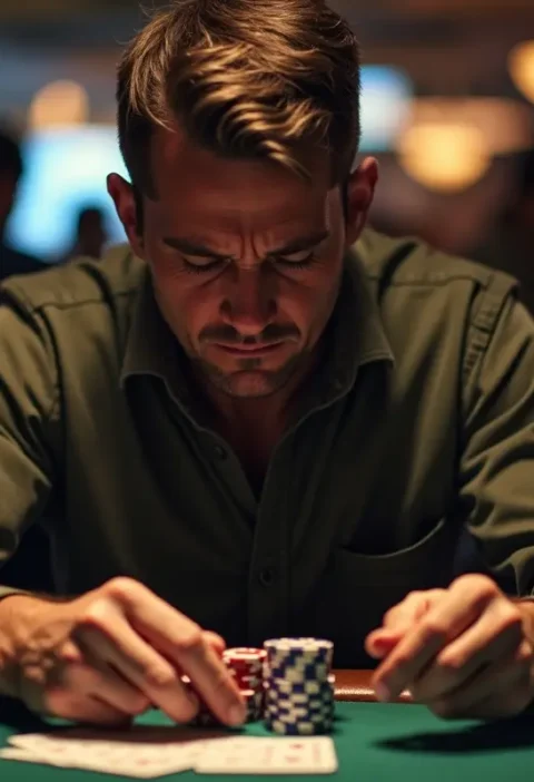 gambler facing high pressure decisions impacting emotional and mental wellbeing