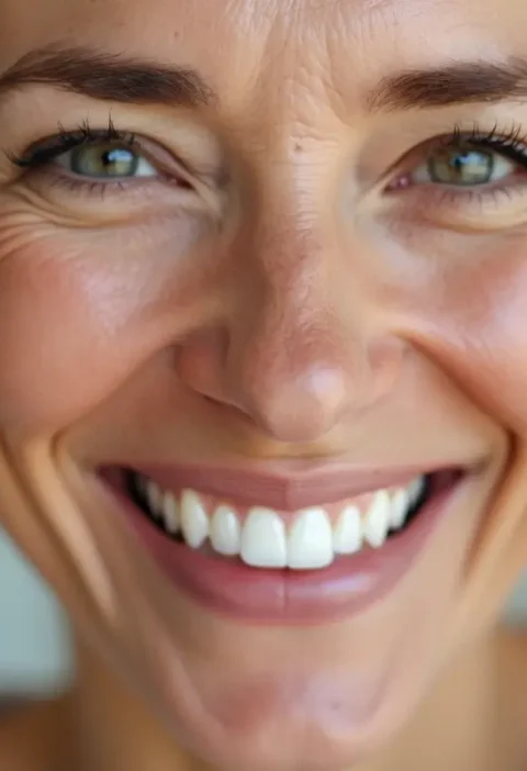 woman smile widely after getting full mouth restoration