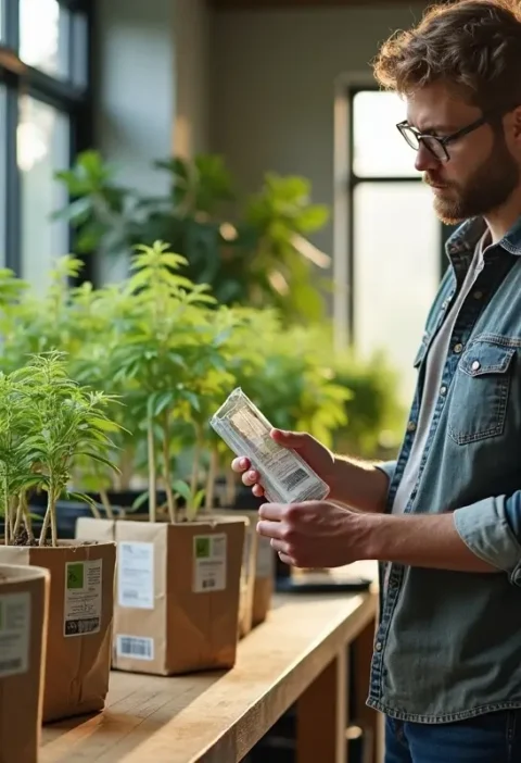 person selecting cannabis grow kit suitable for beginner needs