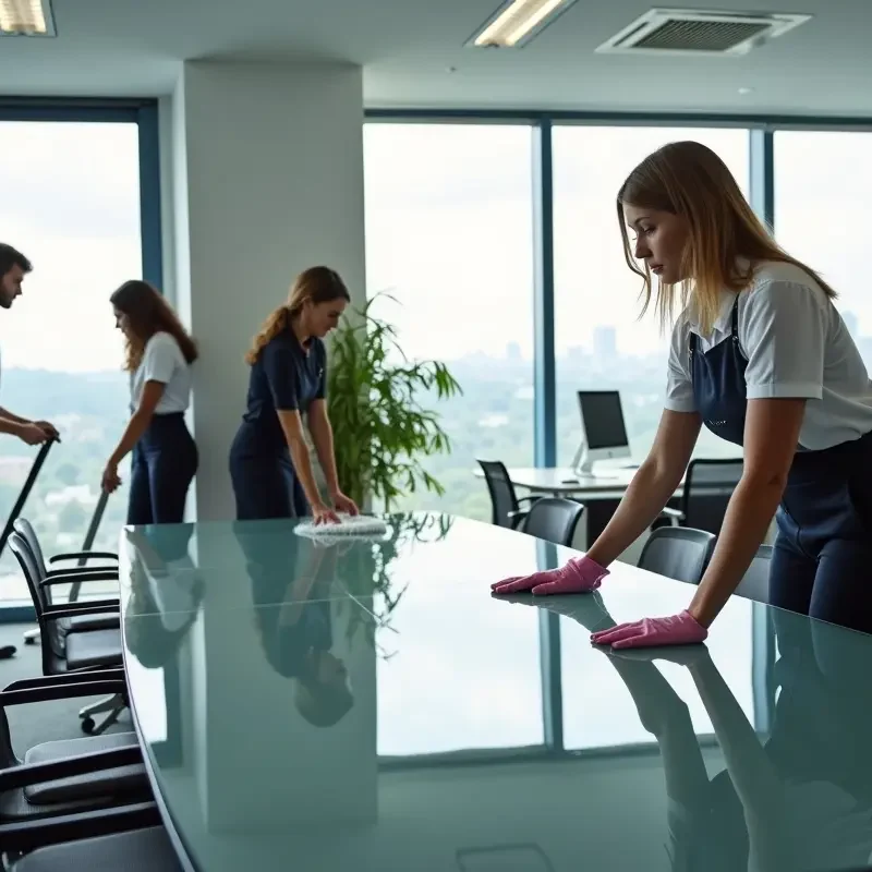 commercial cleaners maintaining office space for improved business performance
