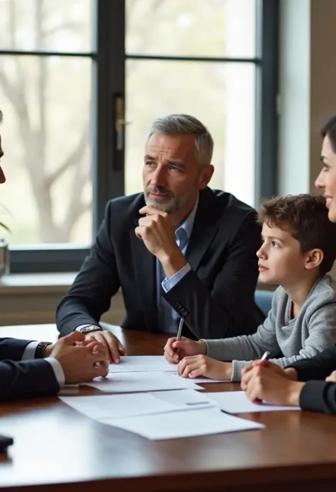 family lawyer assisting clients with legal matters