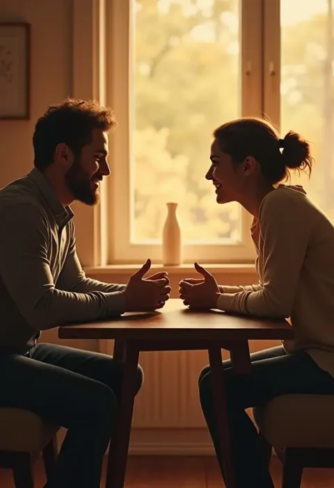 couple improving relationship communication through guided discussion