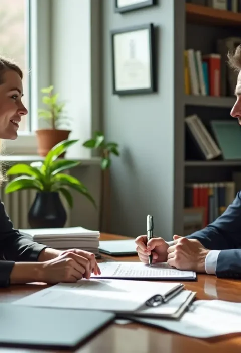 client asking key questions during traffic lawyer consultation meeting