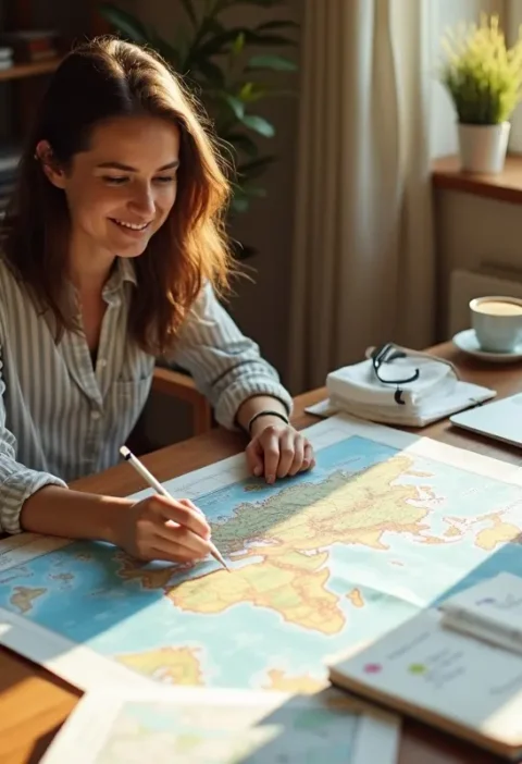 traveler planning ultimate dream vacation with itinerary and destinations