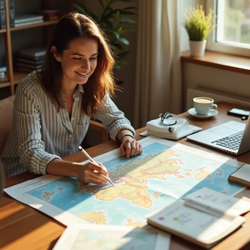 traveler planning ultimate dream vacation with itinerary and destinations