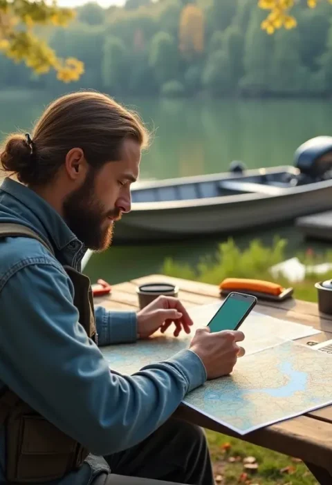 traveler planning budget friendly fishing vacation with cost saving tips