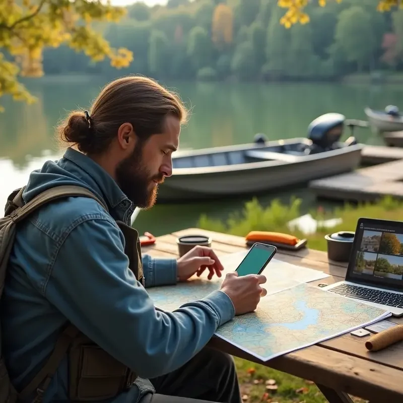 traveler planning budget friendly fishing vacation with cost saving tips