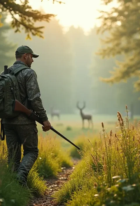 hunter practicing sustainable hunting while preserving wildlife and natural habitats
