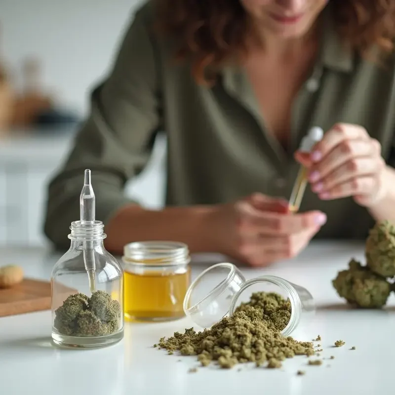 consumer comparing flower edibles and concentrates for cannabis consumption