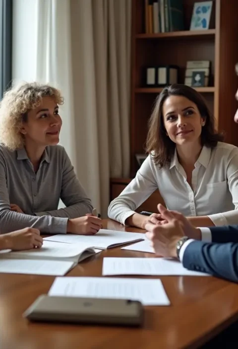 family receiving professional legal assistance during divorce proceedings
