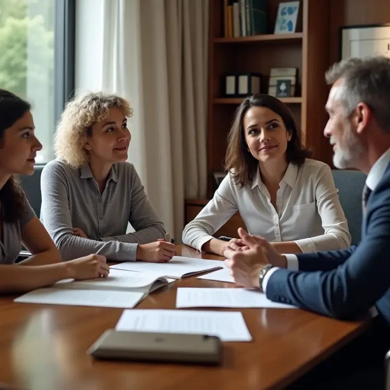 family receiving professional legal assistance during divorce proceedings