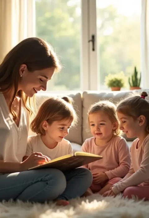caregiver creating supportive healing environment for foster children