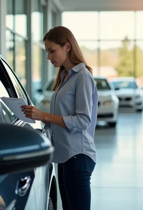 customer evaluating important factors before purchasing reliable used car