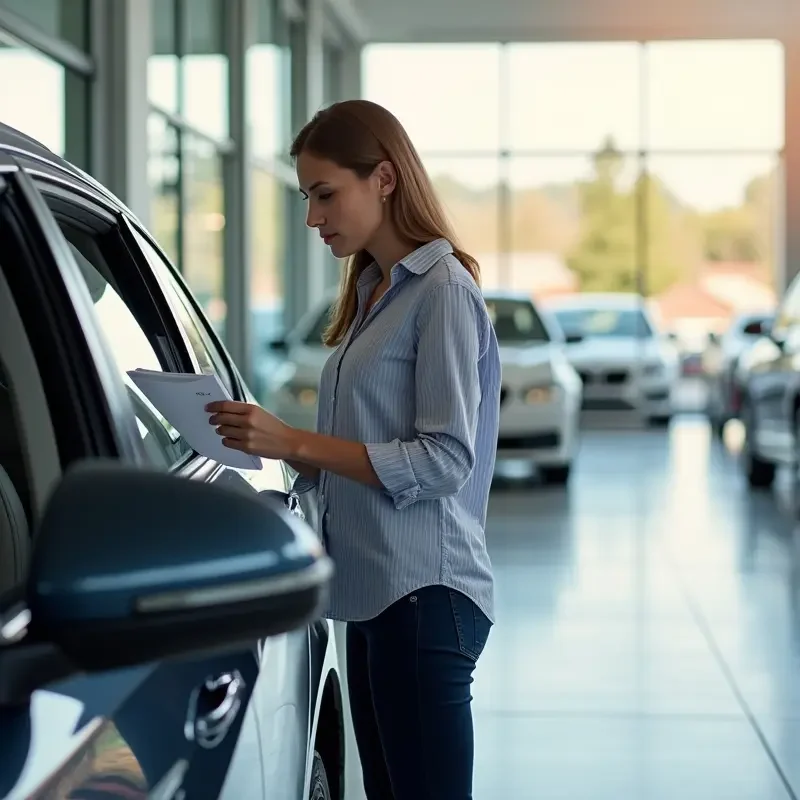 customer evaluating important factors before purchasing reliable used car
