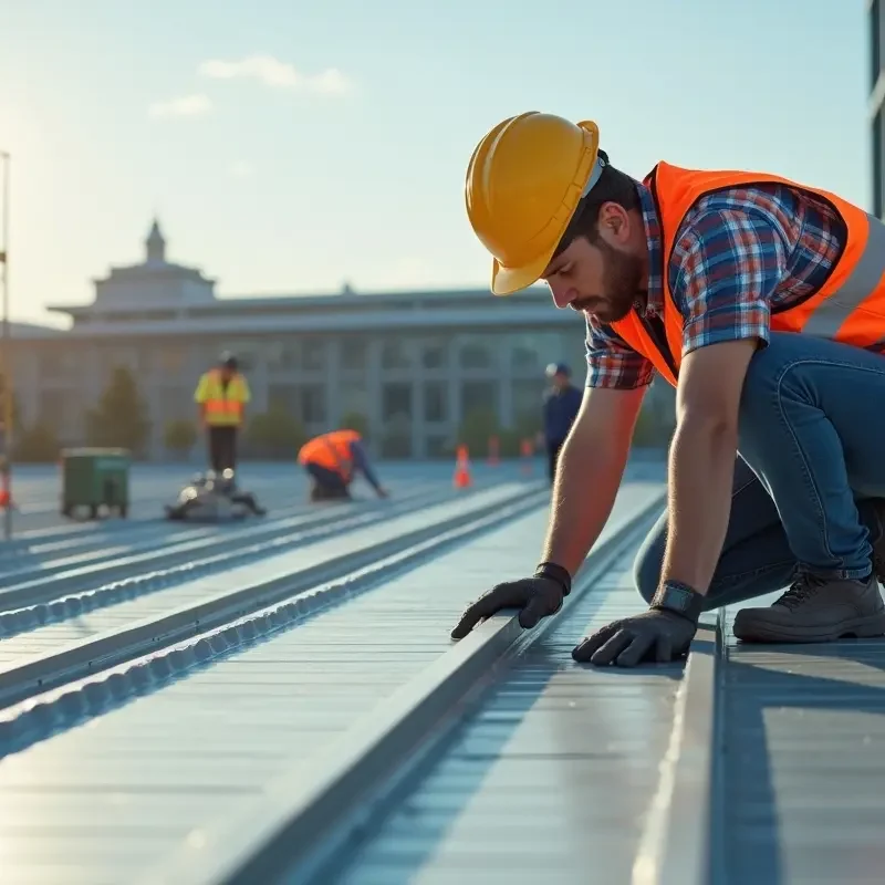 business owner installing commercial roofing systems for durability and efficiency
