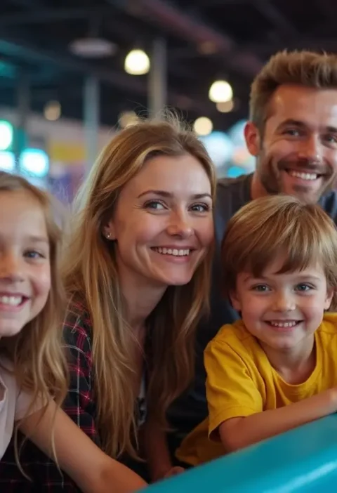 family enjoying games and activities at entertainment center venue