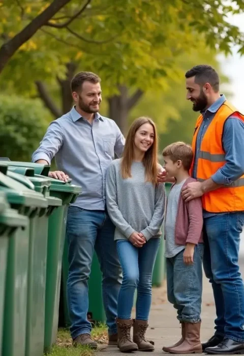 family benefiting from professional waste collection and disposal services