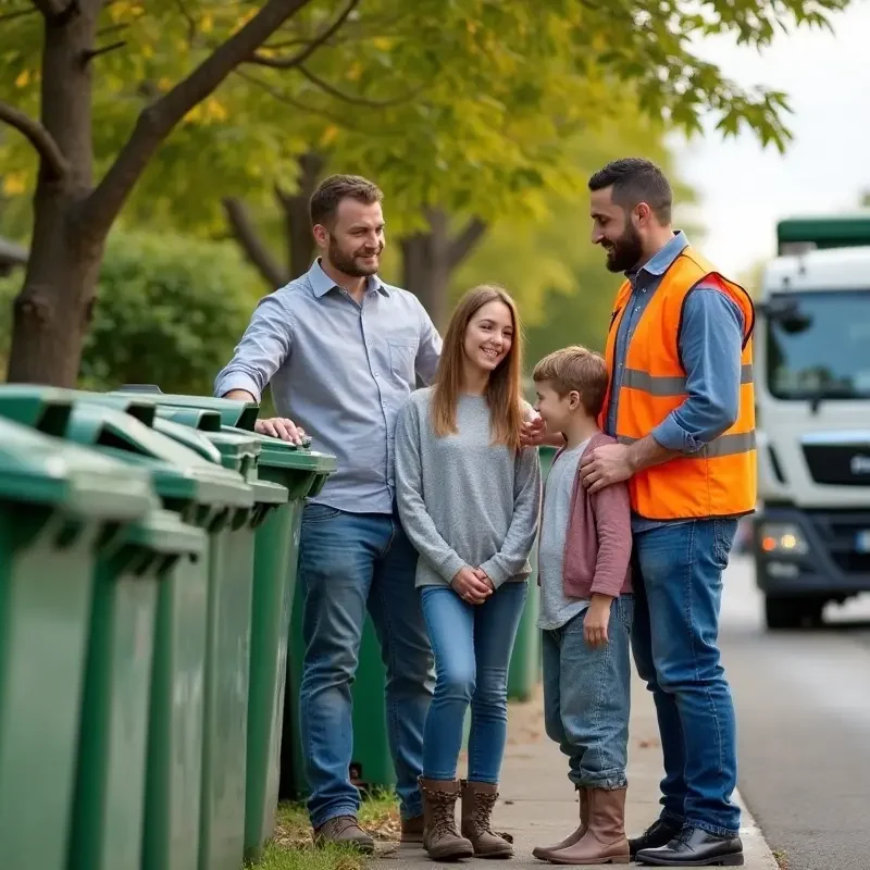 family benefiting from professional waste collection and disposal services