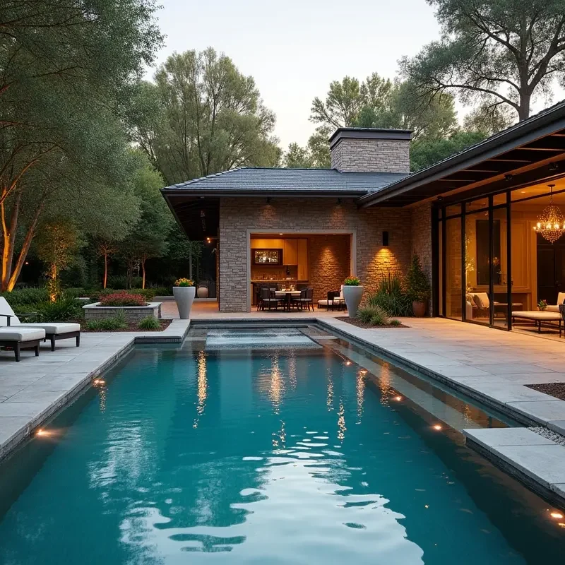 luxury backyard oasis blending natural landscapes with elegant outdoor living