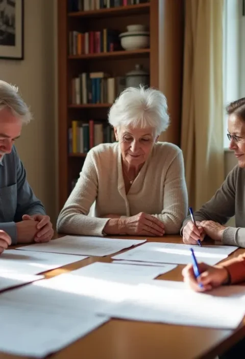 family reviewing estate planning documents to secure their future together