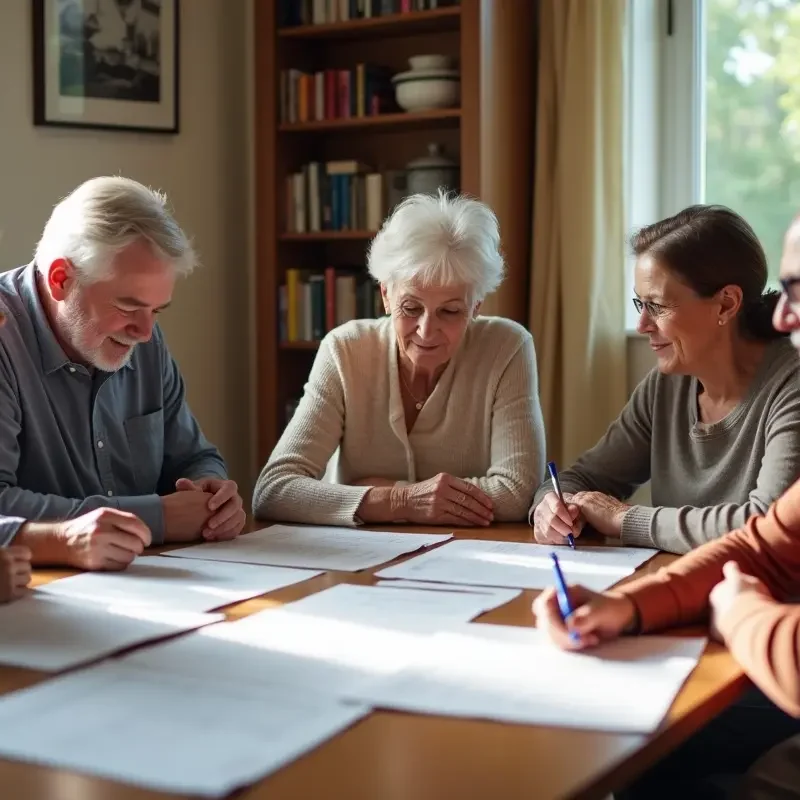 family reviewing estate planning documents to secure their future together