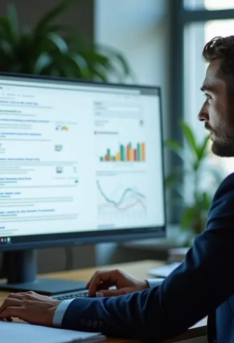 person analyzing google continuous scroll effects on organic traffic trends