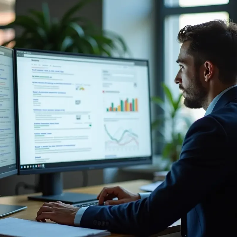 person analyzing google continuous scroll effects on organic traffic trends