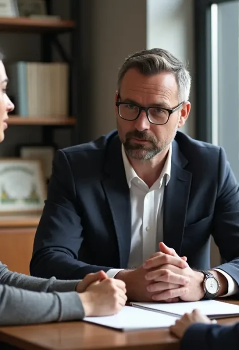 motorcycle accident survivor consulting attorney about legal rights and recovery