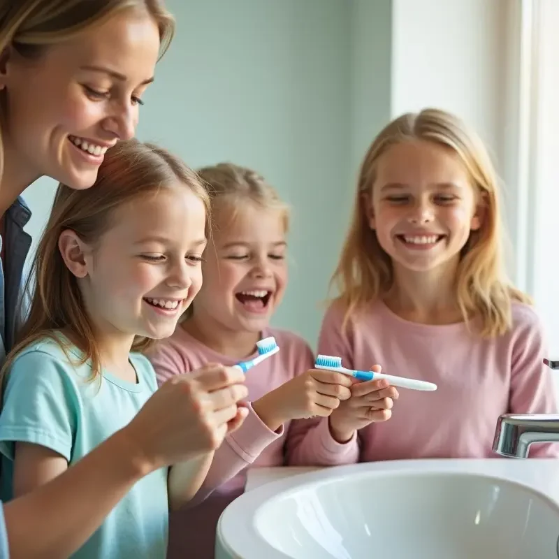 family practicing essential oral hygiene habits for healthy radiant smiles
