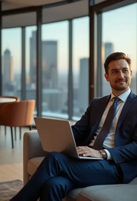 professional enjoying upscale living for improved work life balance